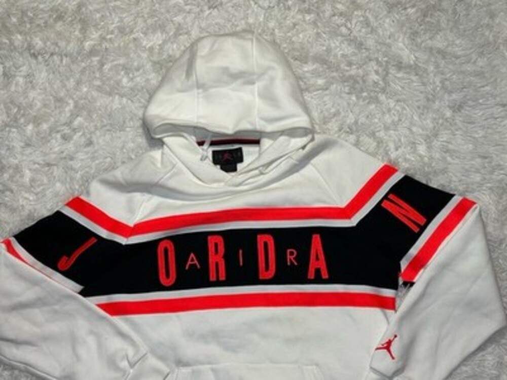 Nike Air Jordan Jumpman DNA Hoodie White Infrared Fleece Pullover Size XL - Picture 2 of 7